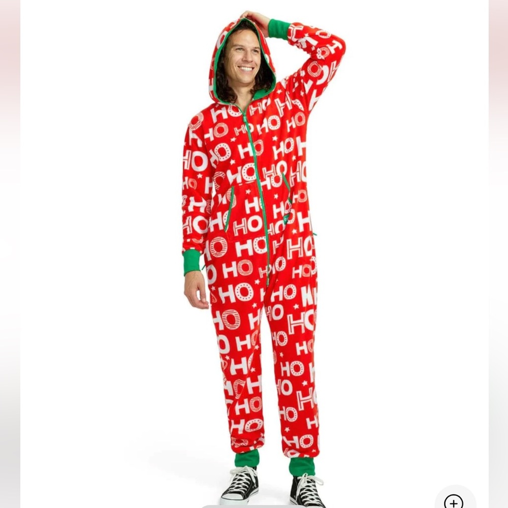 NWT Tipsy Elves MEN'S Christmas HO HO HO JUMPSUIT Pajamas in size large